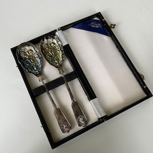 William Adams Sheffield Silver Salad Servers - Set of 2