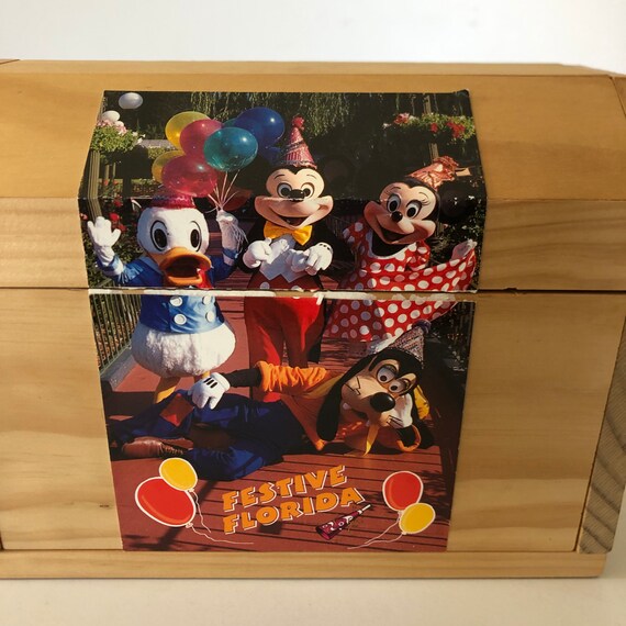 Vintage Disney Mickey Mouse Wooden Jewelry Box - 1980s Collectible