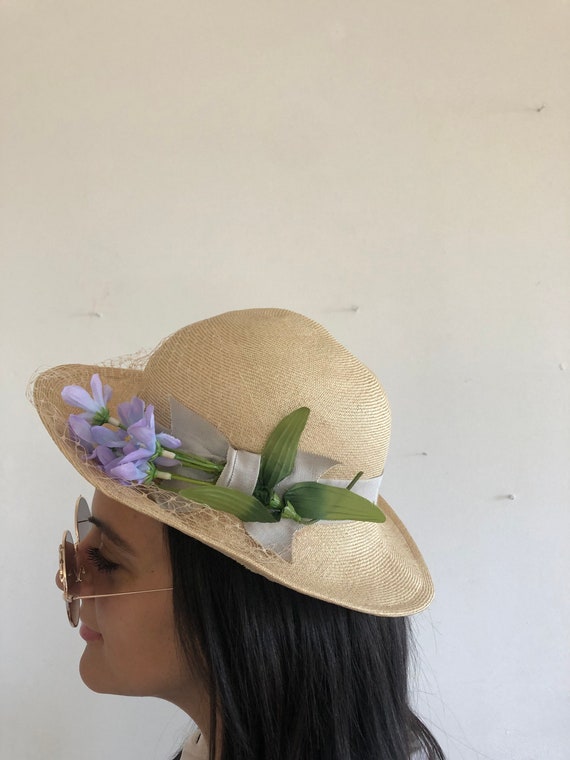 Vintage Floral Hat with Veil - Betmar New York - … - image 5