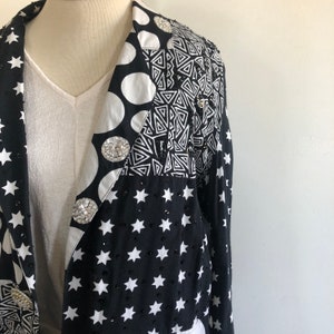 Vintage Galactic Blazer Suryä, Black and White Star Design image 5