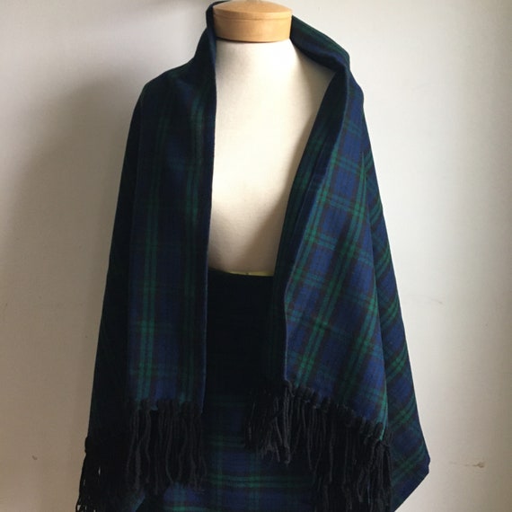 Vintage Green Plaid Skirt and Scarf Set - 1980s XS - image 7