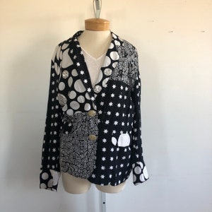 Vintage Galactic Blazer Suryä, Black and White Star Design image 6