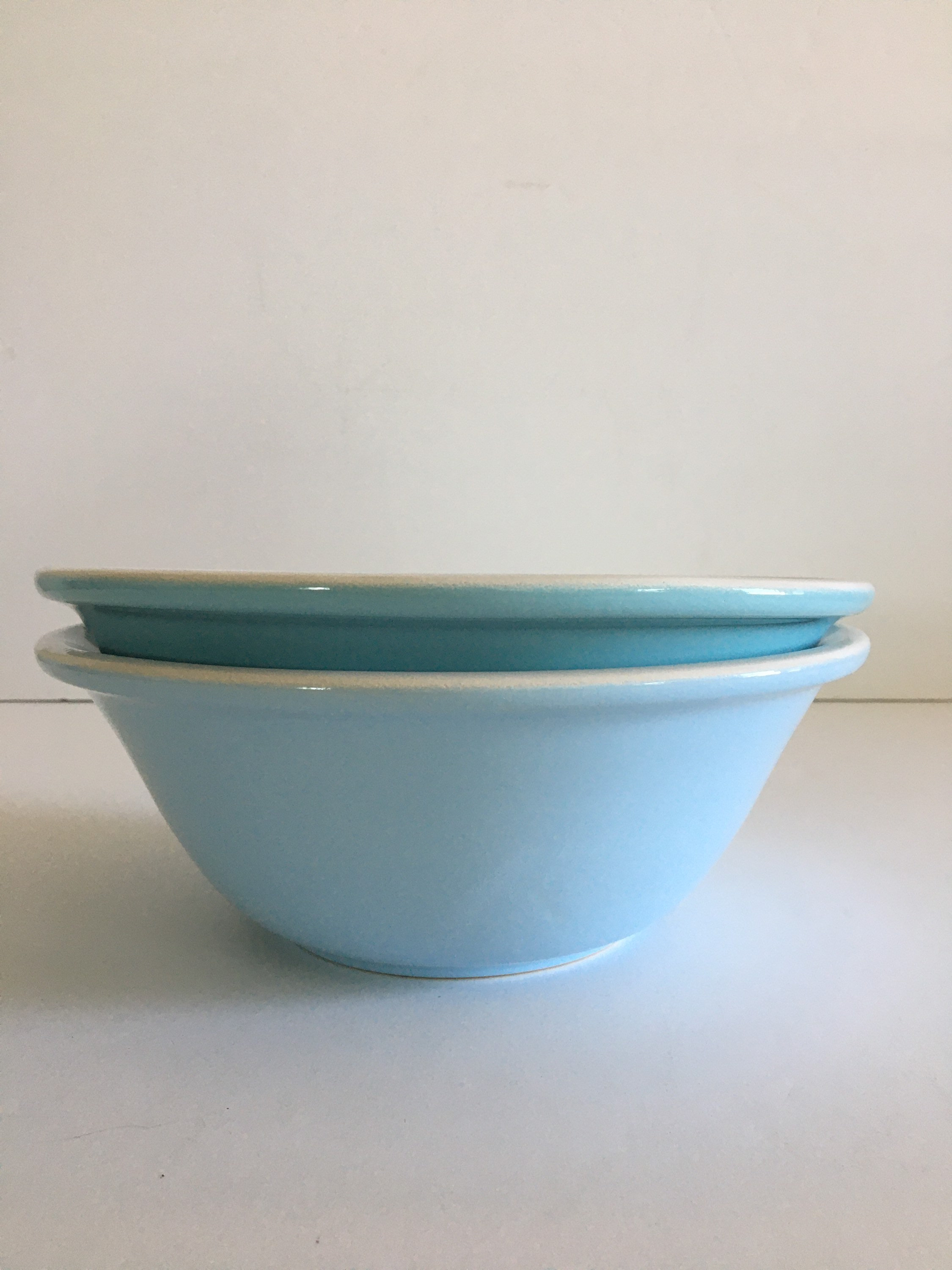 Vintage Blue Ceramic Bowls, Made in France, 1980s Kitchen