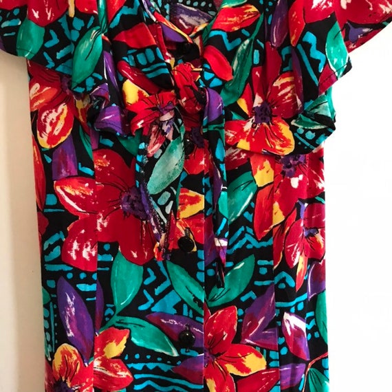 Vintage Floral Print Romper, 1980s Button Down, S… - image 2