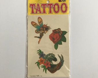 Vintage Tattoo Toy Kit - Removable Fairy, Rose, and Butterfly Tattoos - Temporary Tattoo Kit