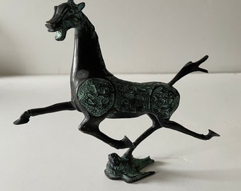 Vintage Ornate Metal Horse Sculpture - 1960s Decor