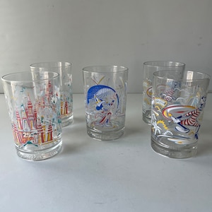 Vintage Disney Glass - Magic Kingdom, Typhoon Lagoon, Epcot - 25th Anniversary Collectible