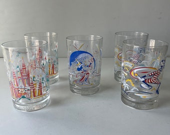 Vintage Disney Glass - Magic Kingdom, Typhoon Lagoon, Epcot - 25th Anniversary Collectible