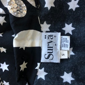 Vintage Galactic Blazer Suryä, Black and White Star Design image 10