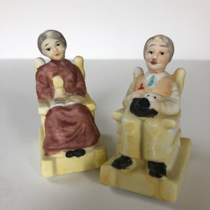 Vintage Keramikfiguren-Set, älteres Paar, 1960er Jahre Dekor