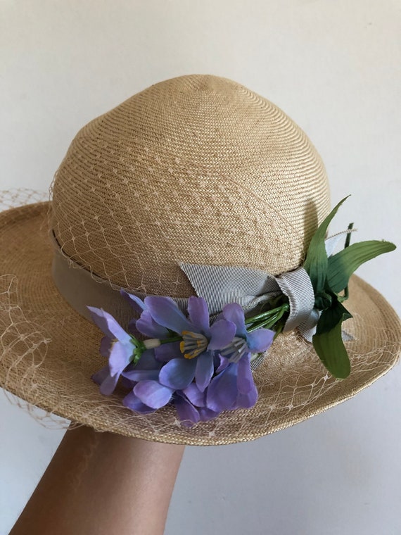 Vintage Floral Hat with Veil - Betmar New York - … - image 2