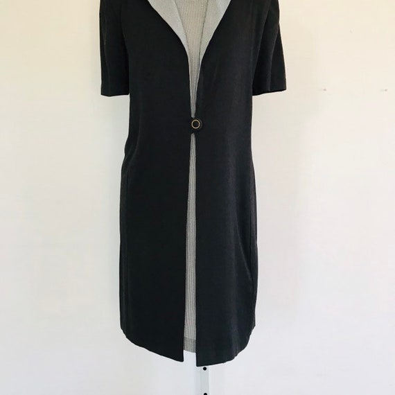 Vintage 1980s Black & Grey Dress, Size 8P, Petite… - image 2