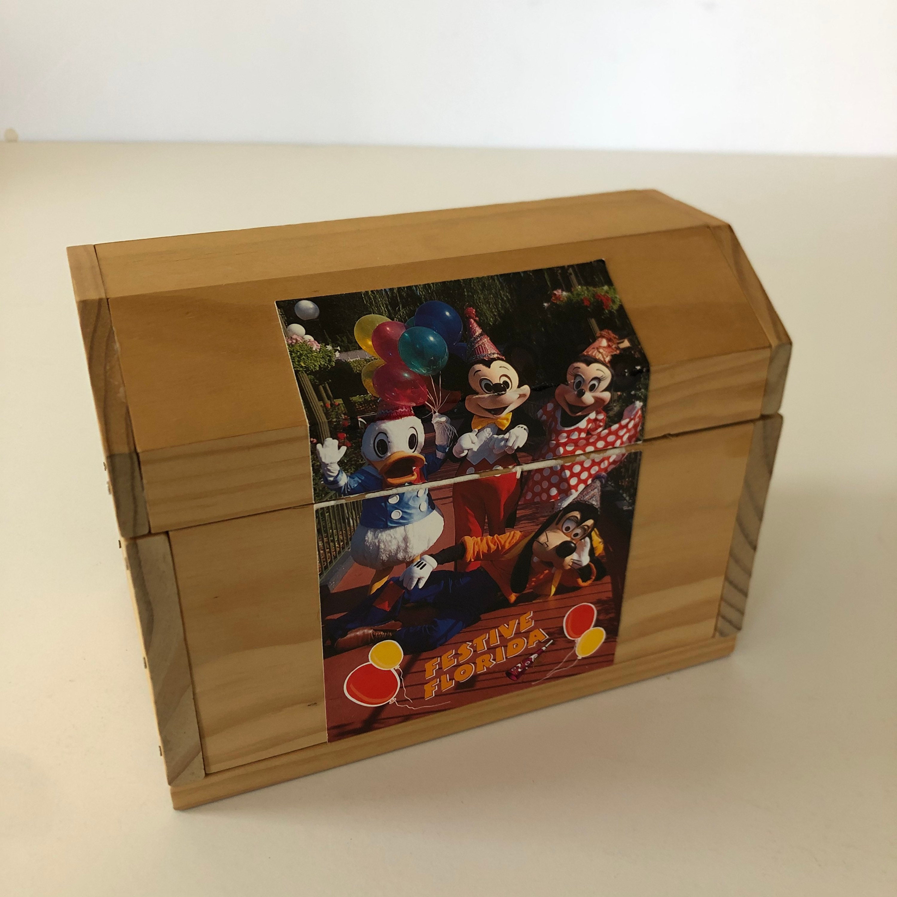 Vintage Disney Mickey Mouse Wooden Jewelry Box - 1980s Collectible