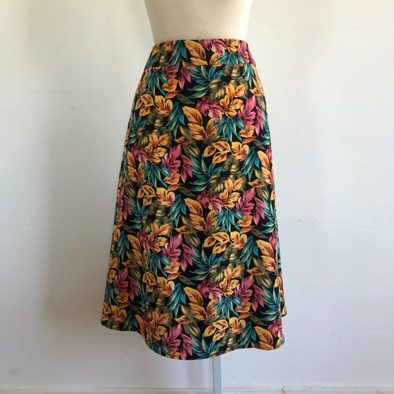 Vintage Tropical Floral Print Skirt - 1990s Sag H… - image 3