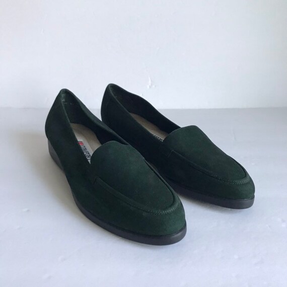 Vtg Green Leather Shoes Vintage Slip Ons Vintage Concord Etsy