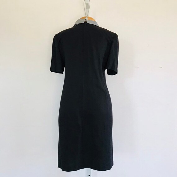 Vintage 1980s Black & Grey Dress, Size 8P, Petite… - image 9