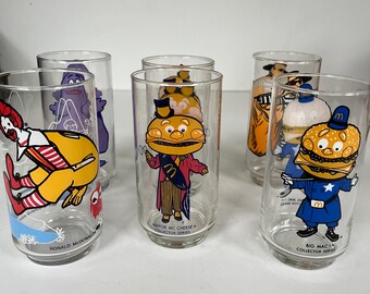 Vintage McDonald's Collectible Character Drink Glasses Set of 6