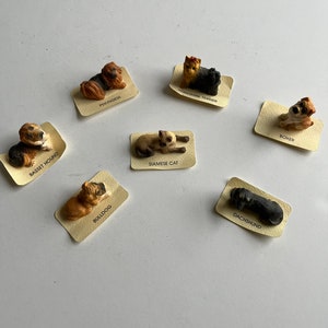 Figuras vintage en miniatura: perros y gato siamés (se venden por separado)