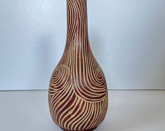 手作りのヴィンテージ ショート 斑点模様 ダークブラウン 花瓶