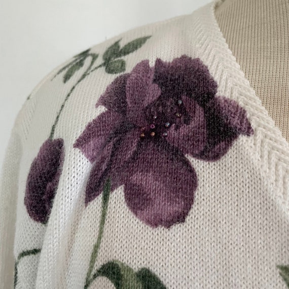 Vintage Floral Cardigan, Cottagecore Sweater, 199… - image 3