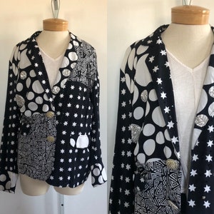 Vintage Galactic Blazer Suryä, Black and White Star Design image 1