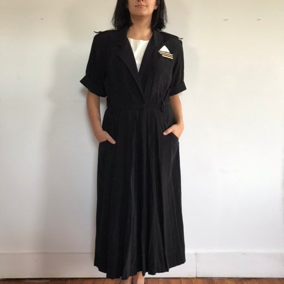 Vintage Black Midi Dress, 1980s, S.L. Fashions, S… - image 1