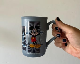 Vintage Disney Mickey Mouse Blue Ceramic Mug – Retro Expression Art Style – Collectible Coffee Cup