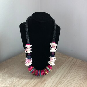 1960s Vintage Shell and Bead Statement Necklace - Multicolor