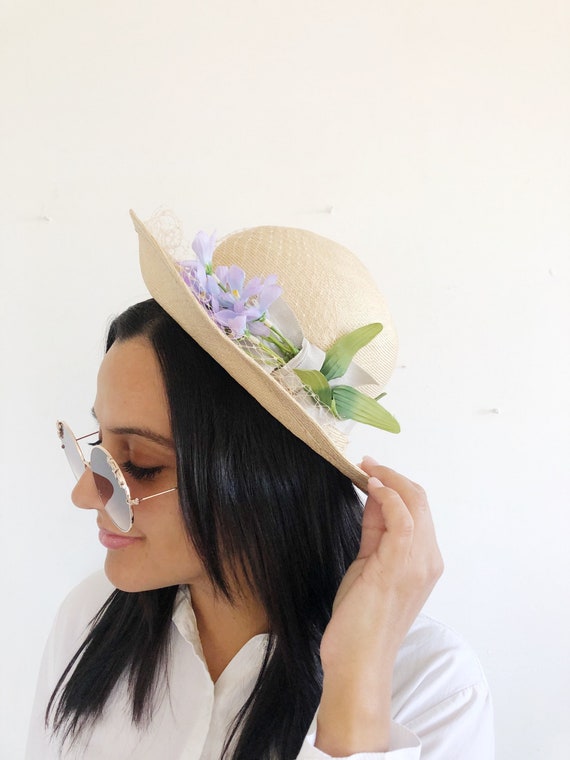 Vintage Floral Hat with Veil - Betmar New York - … - image 1