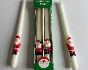 Vintage Santa Candlesticks Set of 4, New in Box, Perfect for Holidays