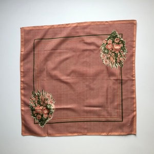 Vintage Pink Floral Scarf - Italian Made Retro Scarves for Her - 100% Polyester