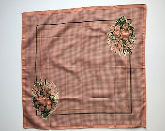 Vintage Rosa Blumenschal - Italienische Retro-Schals für Sie - 100% Polyester