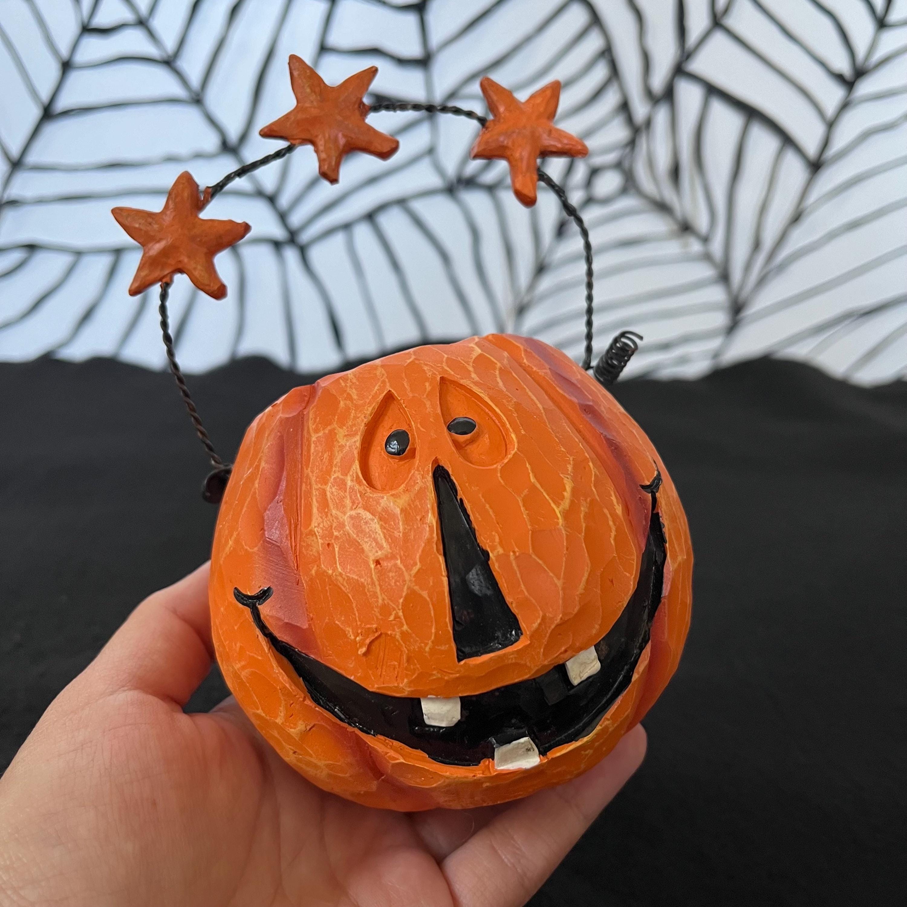Vintage 1990s Pumpkin Container With Weird Jack-o-lantern Face