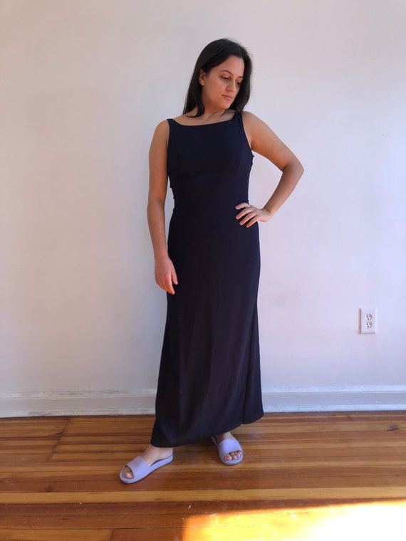 vtg blue maxi dress, vintage blue formal dress, vi
