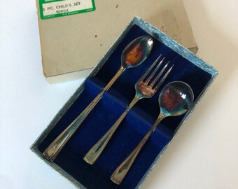 Vintage Child's Silver Utensils - 3-Piece Set - Sheridan Silver Company - Timeless Elegance