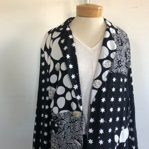 Vintage Galactic Blazer Suryä, Black and White Star Design image 7