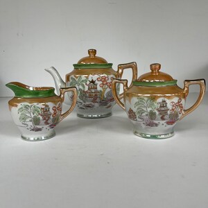 Vintage Ceramic Teapot Set - 3-Piece Ornate