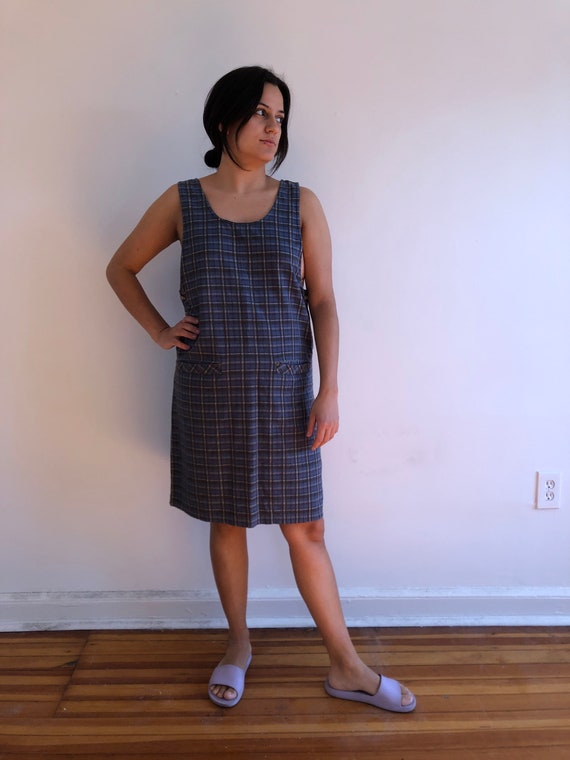 Vintage Blue Plaid Tank Dress - Cabin Creek, 90s Preppy Fashion Vintage Blue Plaid Tank Dress - Cabin Creek, 90s Preppy Fashion