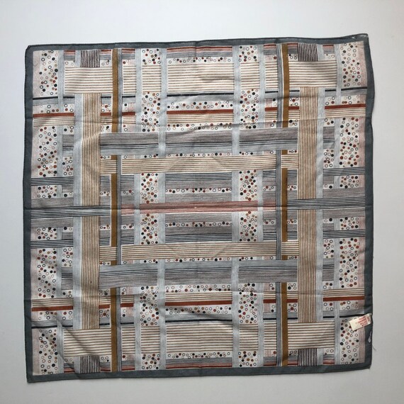 Vintage Geometric Pattern Cotton Scarf - Mod Mini… - image 3