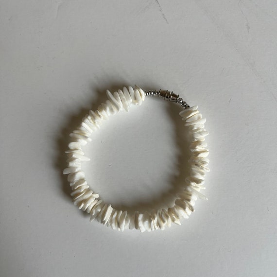 Y2K Vintage White Puka Shell Bracelet/Anklet - 8"… - image 2
