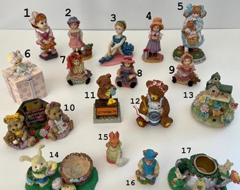 Vintage Figurines Collection - Children, Bears, Bunnies, and More - Choose from Drop-Down Menu