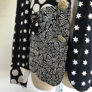 Vintage Galactic Blazer Suryä, Black and White Star Design image 3