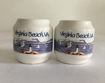 Vintage Virginia Beach S&P Shakers - VA Souvenir, Ceramic Collectibles