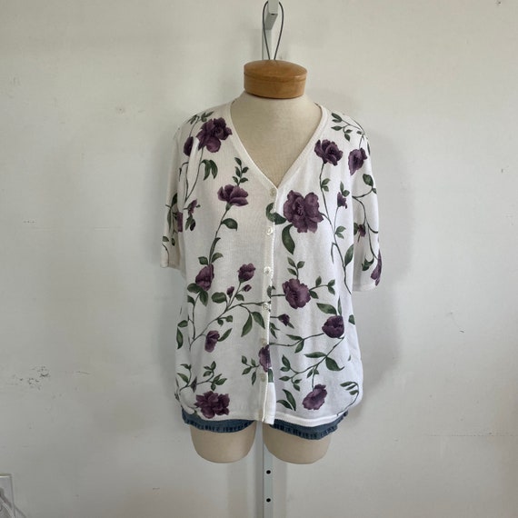 Vintage Floral Cardigan, Cottagecore Sweater, 199… - image 5