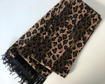Vintage Leopard Print Scarf - Cheetah Print - 1970s Accessories - Animal Print Fashion