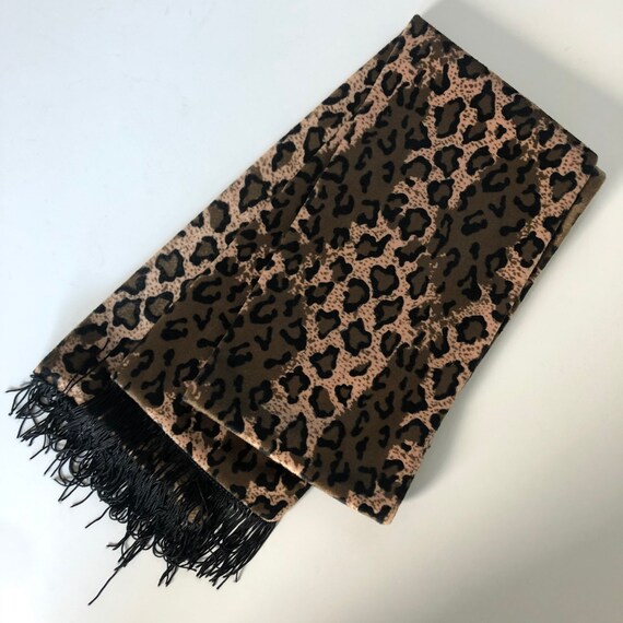 Vintage Leopard Print Scarf - Cheetah Print - 1970s Accessories - Animal Pattern Fashion