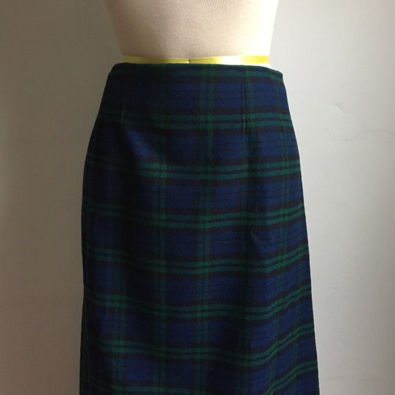 Vintage Green Plaid Skirt and Scarf Set - 1980s XS - image 4