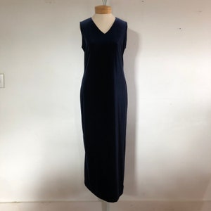 Vintage Dunkelblaues Samt Maxi Kleid vonRJ Collection - Ärmellose 90er Jahre Mode