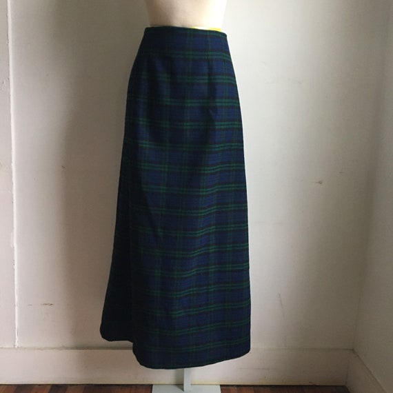Vintage Green Plaid Skirt and Scarf Set - 1980s XS - image 9