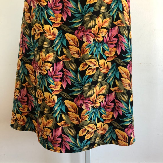 Vintage Tropical Floral Print Skirt - 1990s Sag H… - image 8